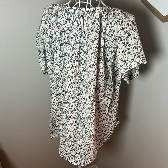 Mirth Anthropologie Floral Short Sleeve Cottagecore Boho Cotton Blouse Size XL - Picture 3 of 6